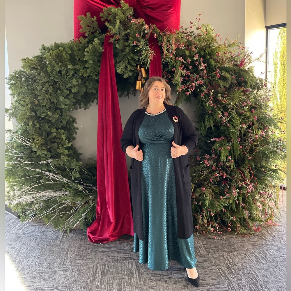 SHEIN dark teal/greenish  Long Sleeve Dress, size 3X - Picture 2 of 14